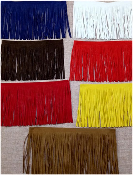 Lederen kwast franjesband, met gesneden kwastjes franjesband, gesneden franje franjesbies voor DIY jurk kleding naaien knutselen versiering accessoires, donkerbruin 100x10cm — afbeelding 3