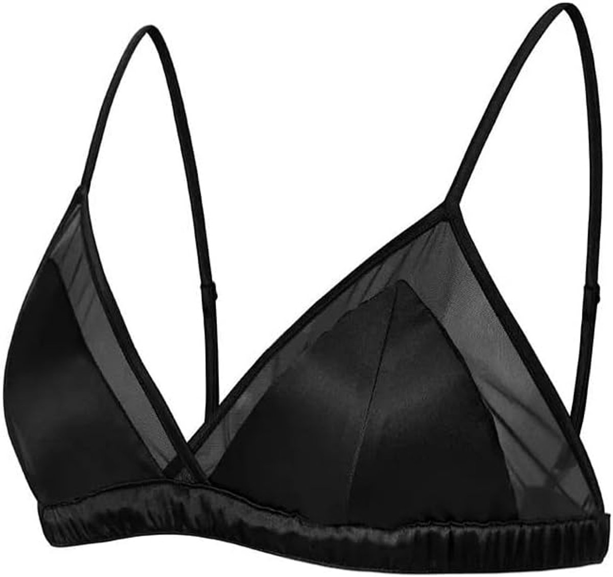Satijn Driehoek Bralette Tops Zijde Draadloze BH BH Mesh Cami BH met Verwijderbare Pads