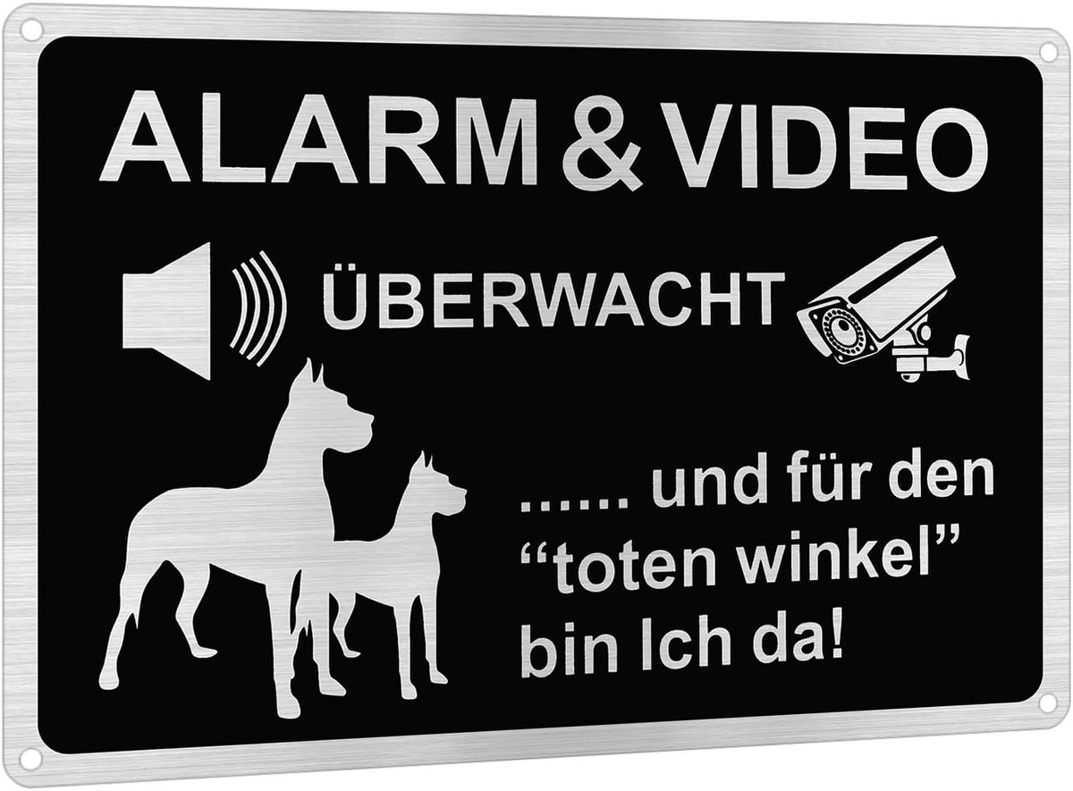 1 stuk videobewaking bordenset 20 x 30 cm aluminium privé-perceel videobewaking borden aandacht hond schild waarschuwing voor de hond borden voor thuis buiten