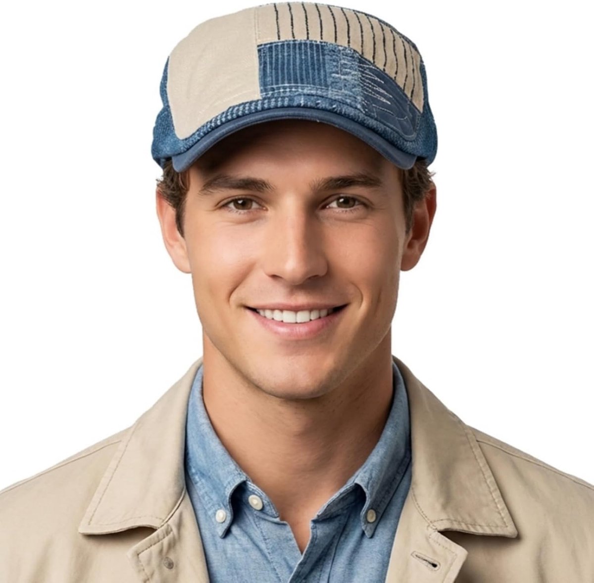 Platte pet voor heren, barret cap, pet met klep, patchwork, basketbalpet, Gatsby Newsboy, pet, golfpet