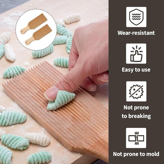 Set van 2 gnocchi planken, gnocchi pastaplank van hout en boterpalet voor pasta, 24 x 7 cm, met kustmotief voor het texturen en vasthouden van de saus, praktisch gereedschap voor garganelli — afbeelding 3
