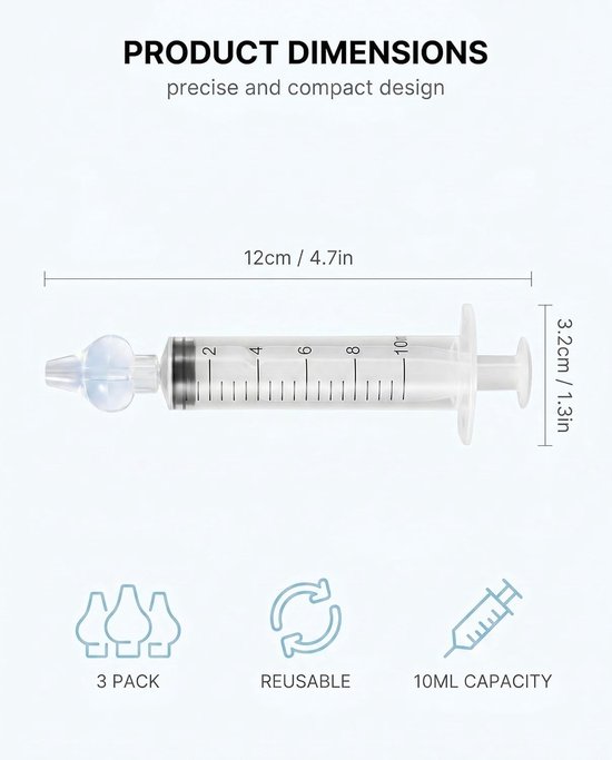 Set van 3 Neusspoelingen, 10 ml, Professionele Neusreiniger, Herbruikbaar, Veilig en Comfortabel voor Optimale Neusverzorging — afbeelding 5