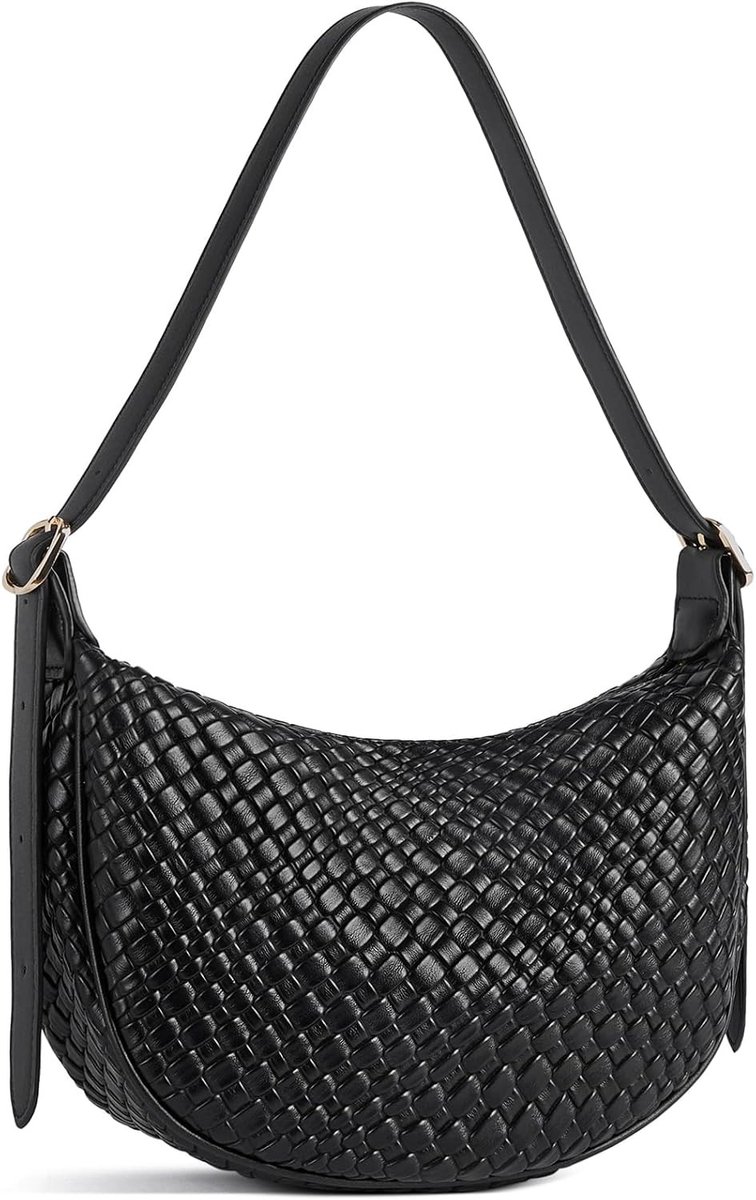 Hobo tas dames - Zwart - Klein - Gevlochten Schoudertas - Voor Dames