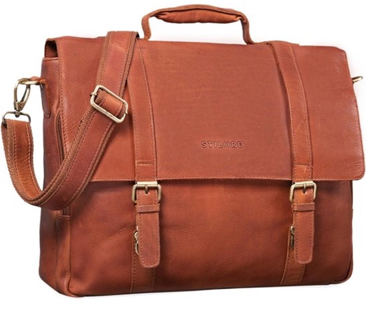 Grote Leren Business Bag voor 15.6 Inch Laptop - Vintage Schoudertas