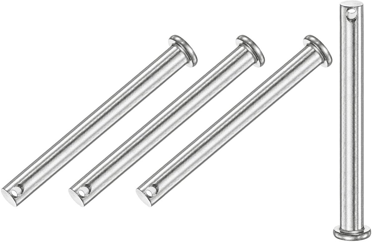 METERXITY Set van 4 vorkpennen met één gat, M8 x 90 mm, platte vorkpennen van roestvrij staal 304/vrachtwagens/grasmaaiers, verbindingsscharnier, herbruikbaar