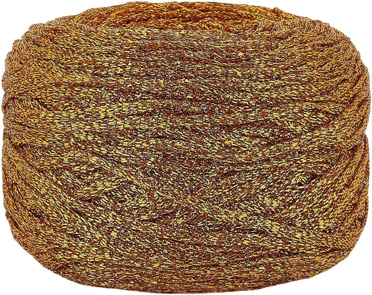 100G/3.5oz Goud Metallic Glitter Garen 3Mm Worsted Zachte Polyester Sparkle Garen Metallic Garen Voor Haken Breien Crafting Vakantie Decoratie Gift Wrapping Craft Projecten
