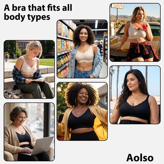 Beugelloze beha met Jelly Stripes voor dames, ademende bralette, naadloze push-up beha met zijversterking en anti-verlaaging, verstelbare brede bandjes voor dagelijks gebruik en slaap, L — afbeelding 5