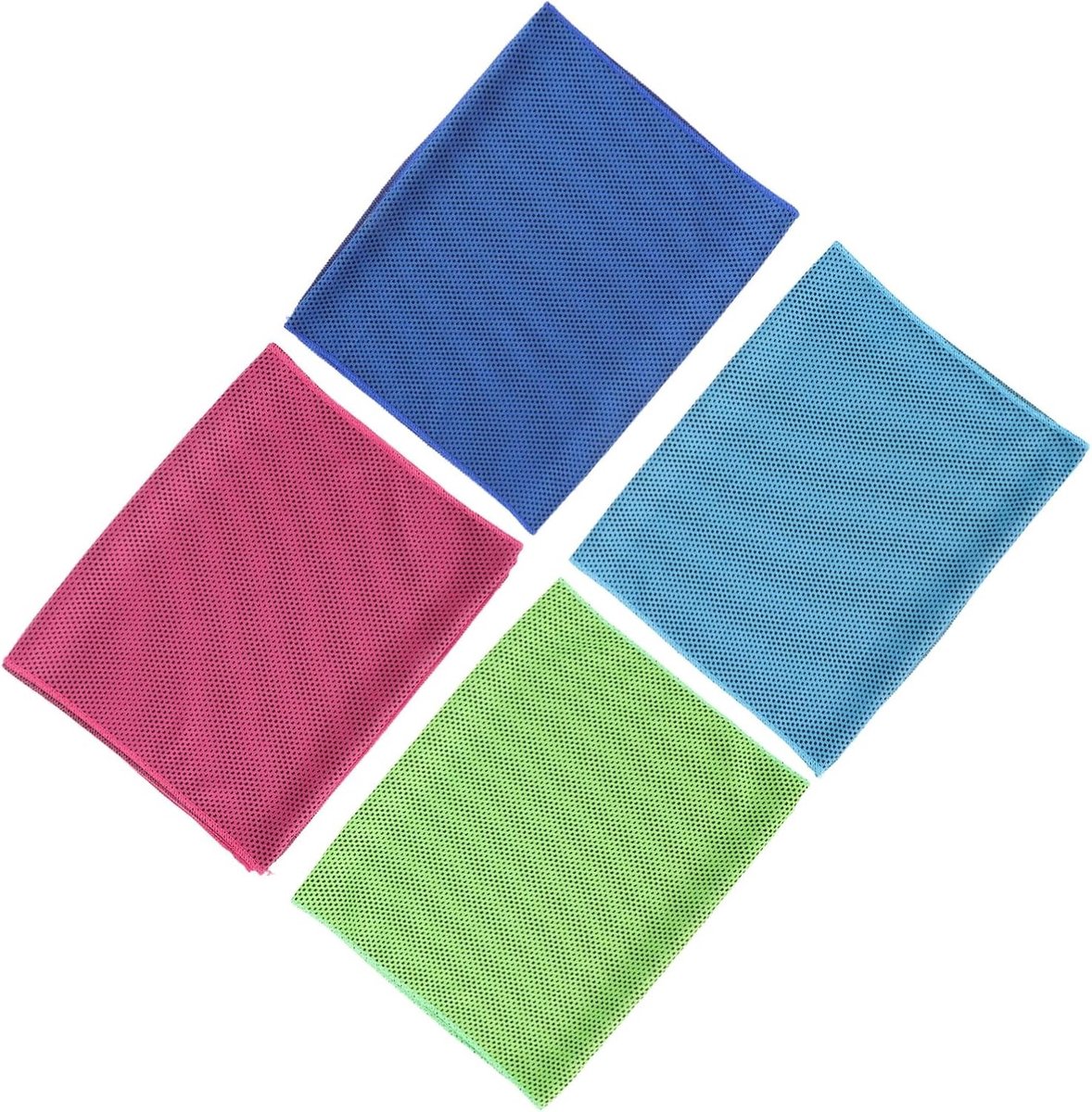 Set van 4 verkoelende sporthanddoeken van ademend microvezelweefsel, sneldrogend en zweetabsorberend voor yoga, fitness en outdooractiviteiten, ideaal voor sporters en avonturiers
