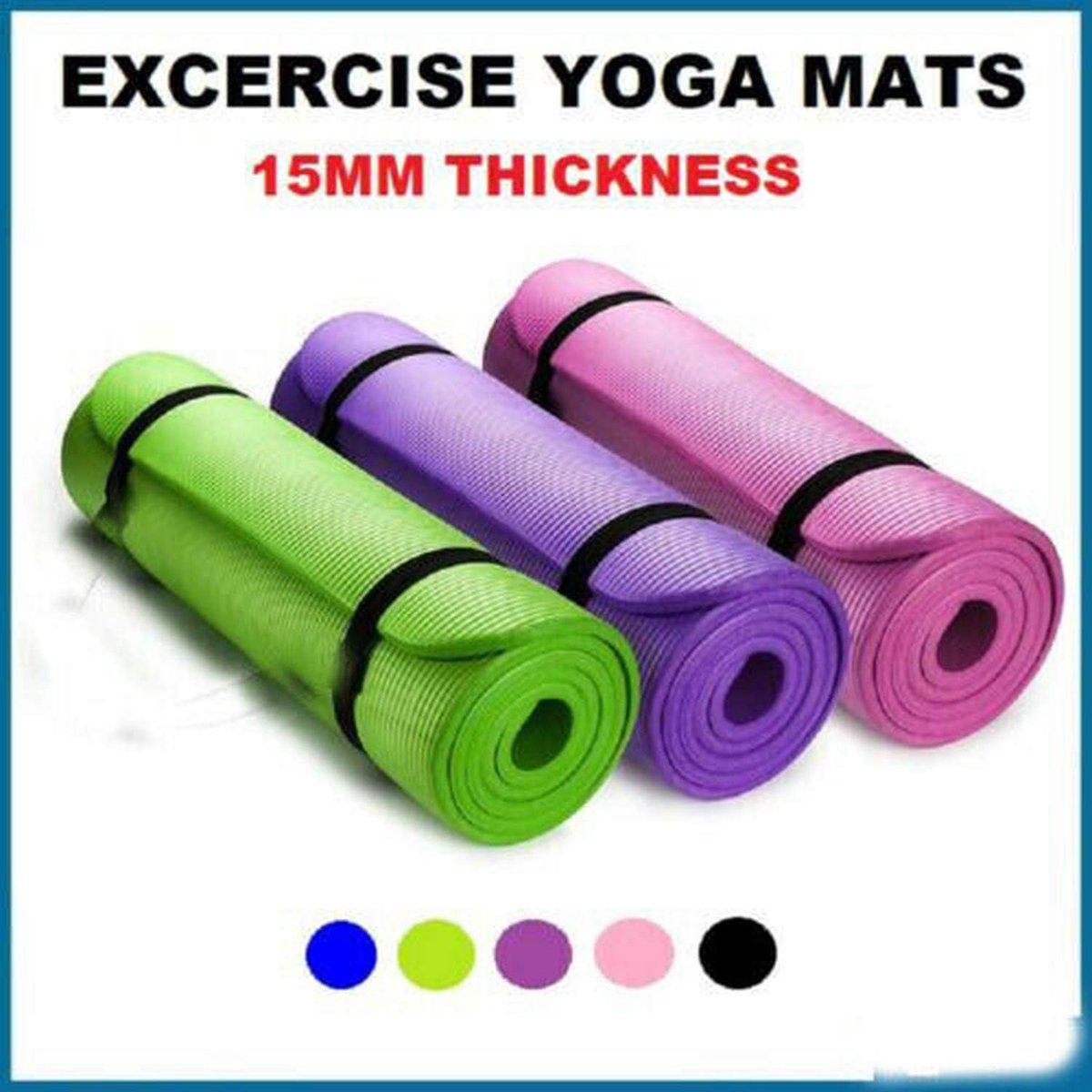 15 mm dikke antislip yogamat voor gewichtsverlies, meditatie, pilates en fitness.