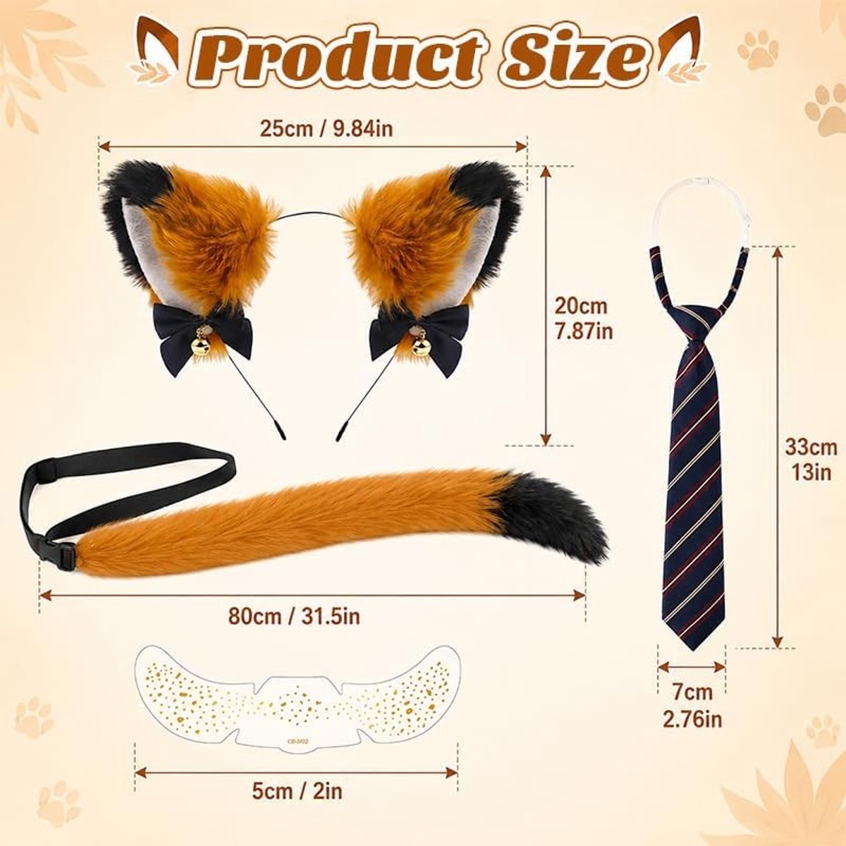 Schattige vos kostuumaccessoire voor volwassenen en kinderen - Perfect voor Halloween en verkleedfeestjes