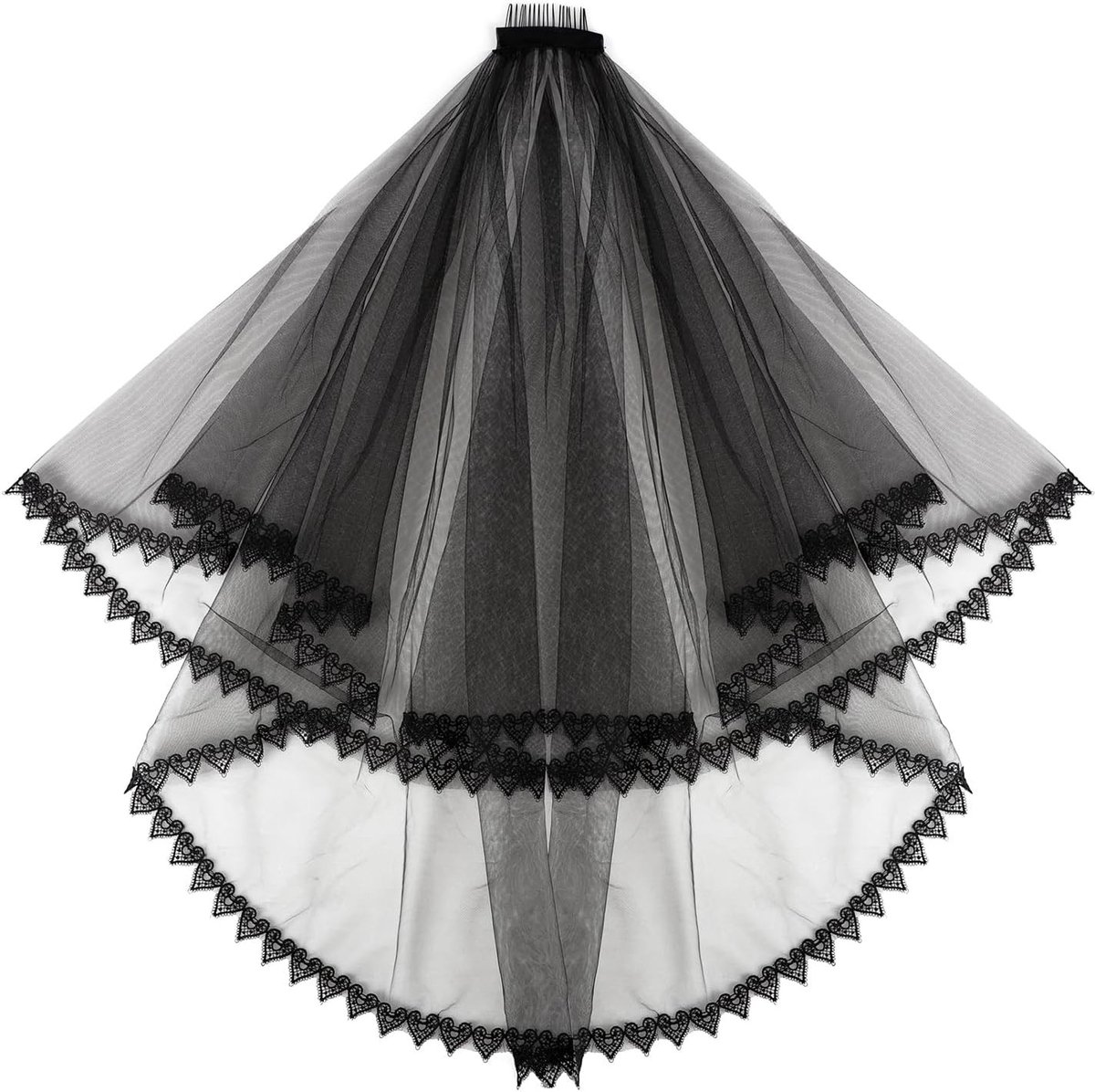 Halloween Vrouwelijke Zwarte Kant Sluiers voor Kostuumaccessoires, Hoofdband en Versiering voor Carnaval en Cosplay