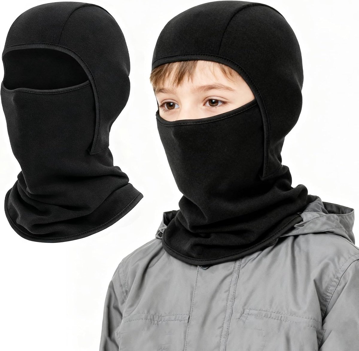 Bivakmuts voor kinderen, multifunctioneel, warm, winddicht, bivakmuts, skimasker, thermofleece, capuchonsjaal, volledige gezichtsbescherming met nekwarmer, voor fietsen, 4-10 jaar B