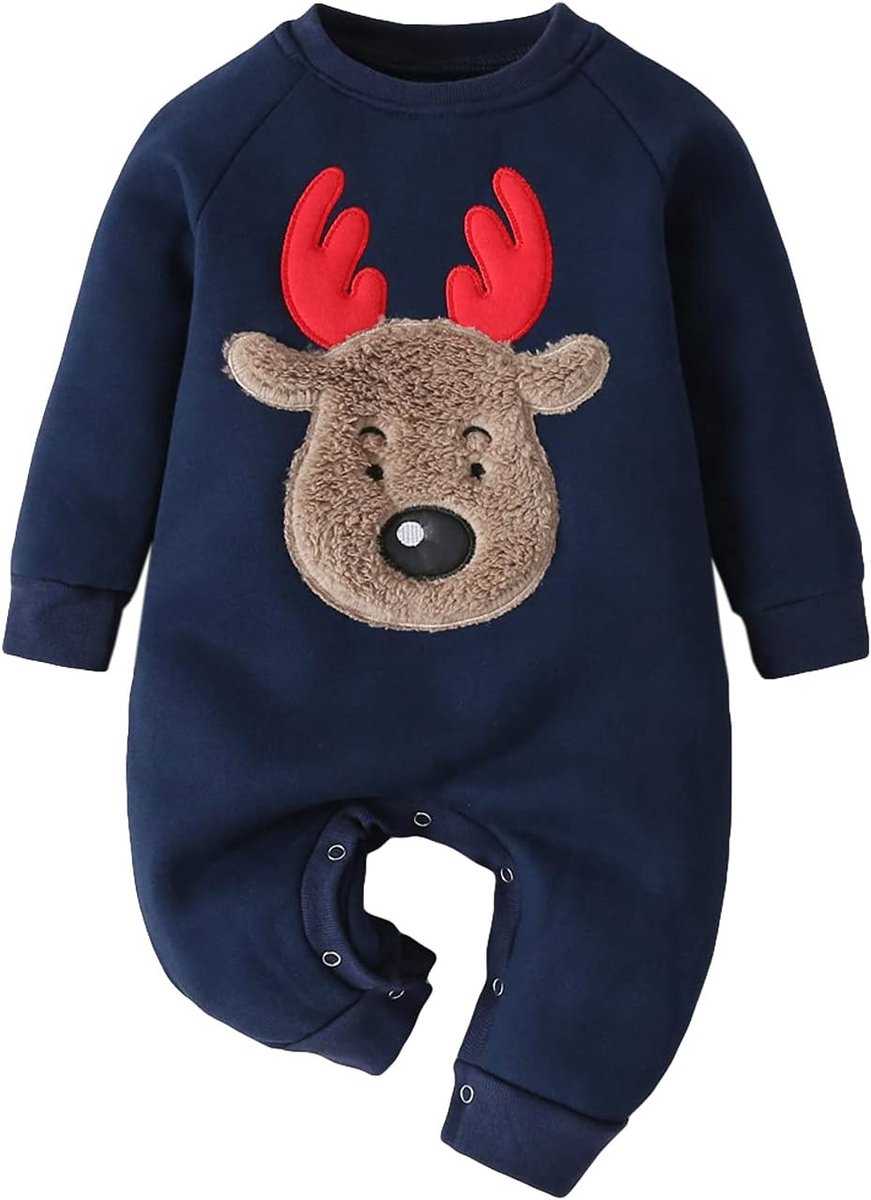 Jelly Pasgeboren Baby Meisjes Jongens Kerst Outfit Lange Mouw Rendier Print Romper Herfst Winter Een Stuk Jumpsuit Xmas Kleding