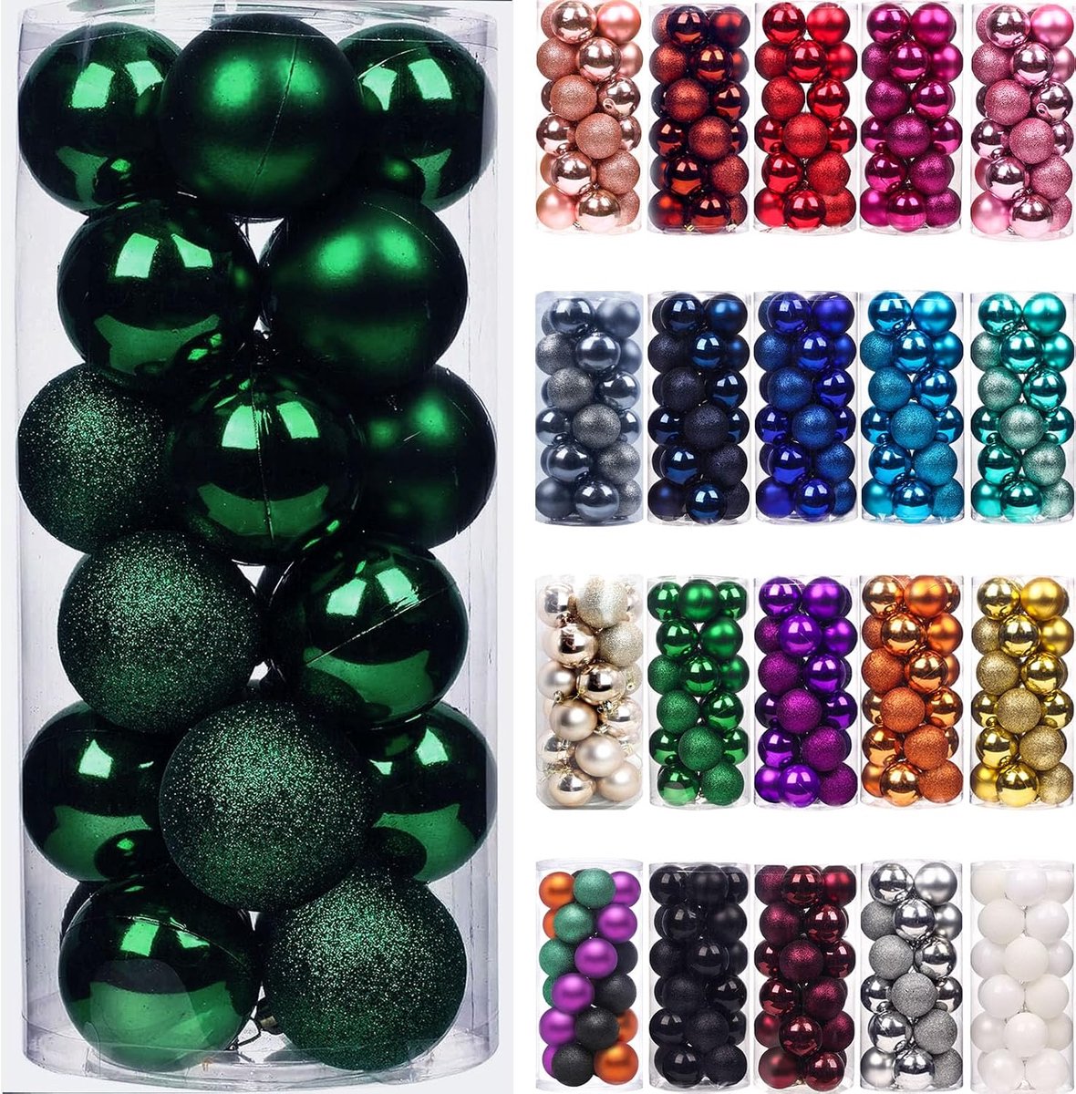 Kerstballen, kerstboomversiering, onbreekbaar, hangende decoraties voor feestjes en bruiloftsfeesten, 6 cm, donkergroen