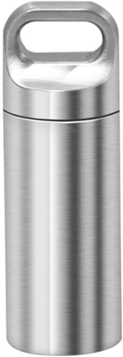 Draagbare en waterdichte dagelijkse medicijnhouder, pillendoos voor camping en outdoor reizen, organizer voor medicijnen (Zilver, 4.8*1.5cm)