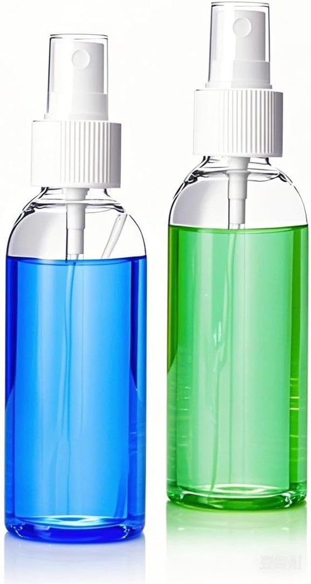Set van 2 Kleine Sprayflessen 100ml - Transparante Plastic Vernevelaar voor Parfum, Cosmetica en Vloeistoffen - Herbruikbaar en Draagbaar