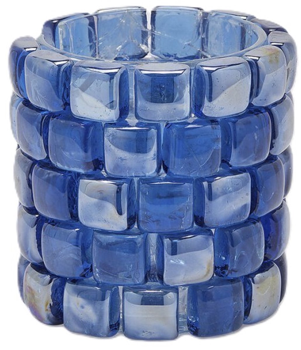 EDG - Waxinelichthouder - Glas - blauw - D13 x H12,5 cm - Opening 8 cm