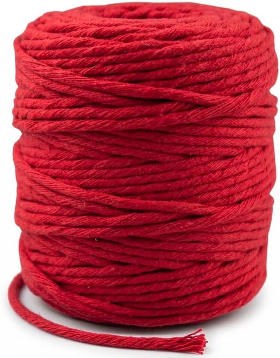 Macramé garen 5 mm x 100 m - natuurlijk katoengaren gedraaid (single twist) - ecologisch macramé touw voor doe-het-zelf, wandophanging, hangende plantenbakken & decoratie, geschikt voor