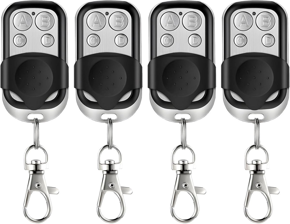 Afstandsbediening voor garagedeur, 4 stuks 433 MHz universele afstandsbediening klonen, garagedeuropener Compatibel met Marantec, handzender 433 MHz, voor schakelaar licht, garagedeur auto's