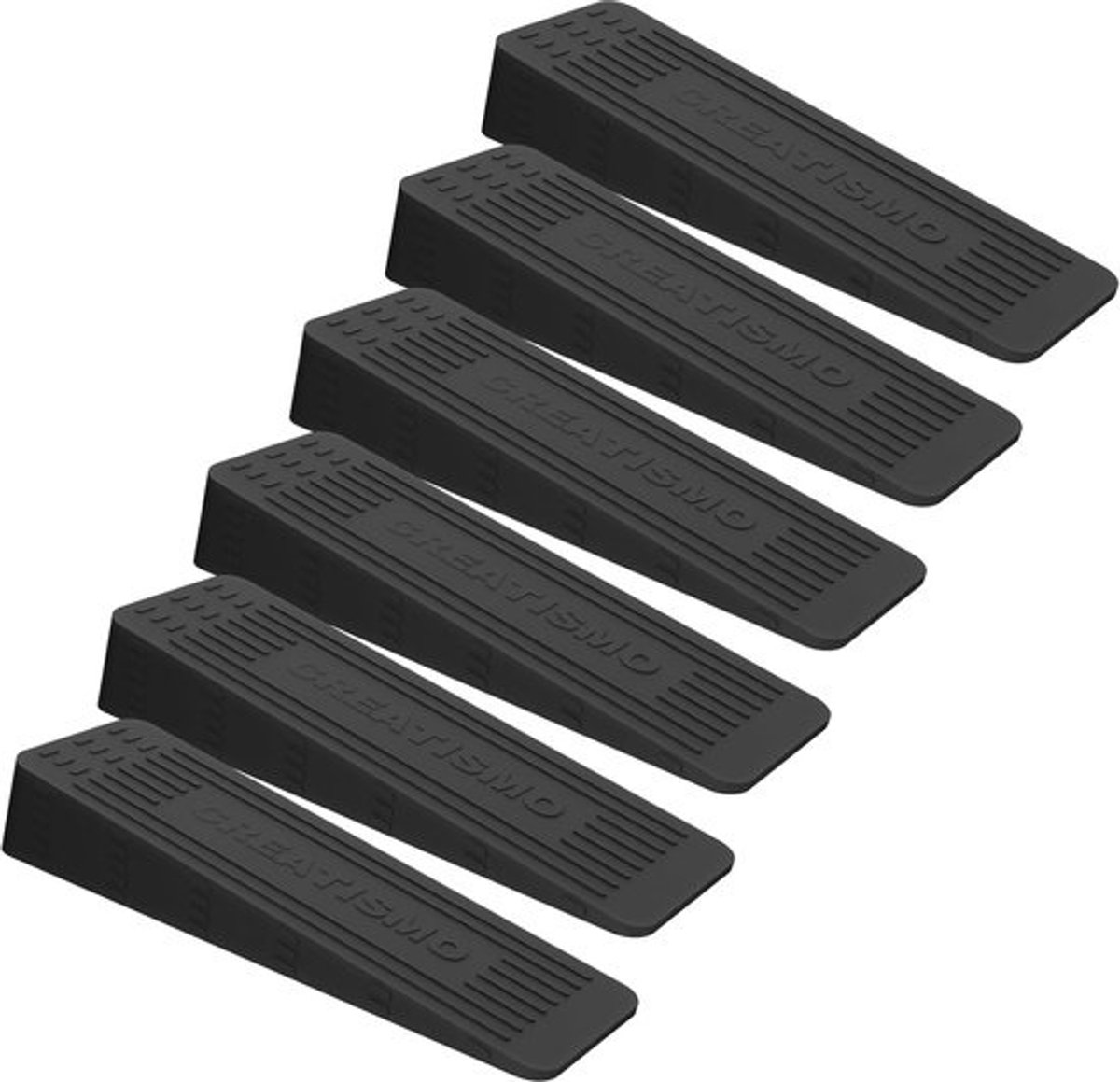 Set van 6 Zwarte Deurwiggen voor de Vloer - Antislip en Duurzaam