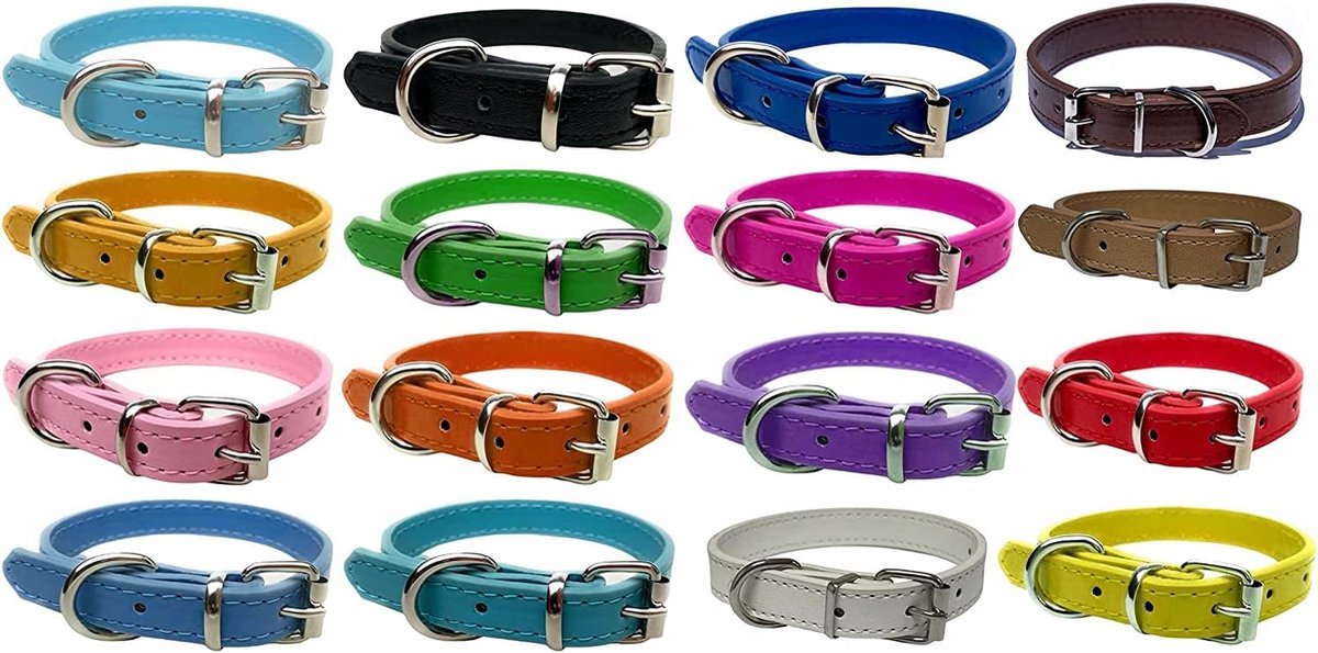 lederen halsband voor puppy, kat, kitten, honden - voor kleine, medium, grote en extra grote huisdierhalsbanden (extra groot (45 cm - 55 cm nek), groen)