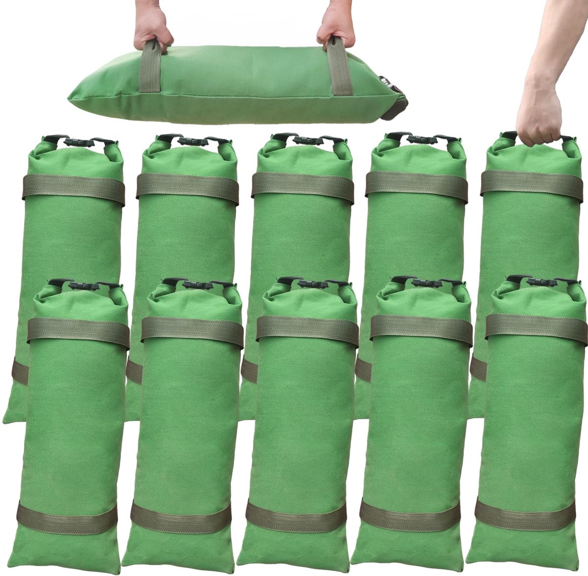 Zandzakken voor overstroming - 10 stuks - versterkt canvas met handvat - ideaal voor waterbeheer - ShopVlot