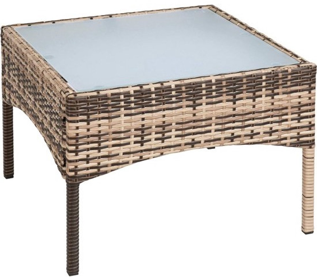 Polyrotan bijzettafel - Loungeset tafel - Terras Ontspannen - Weerbestendig materiaal - 58x58x42 cm - Beige-bruin