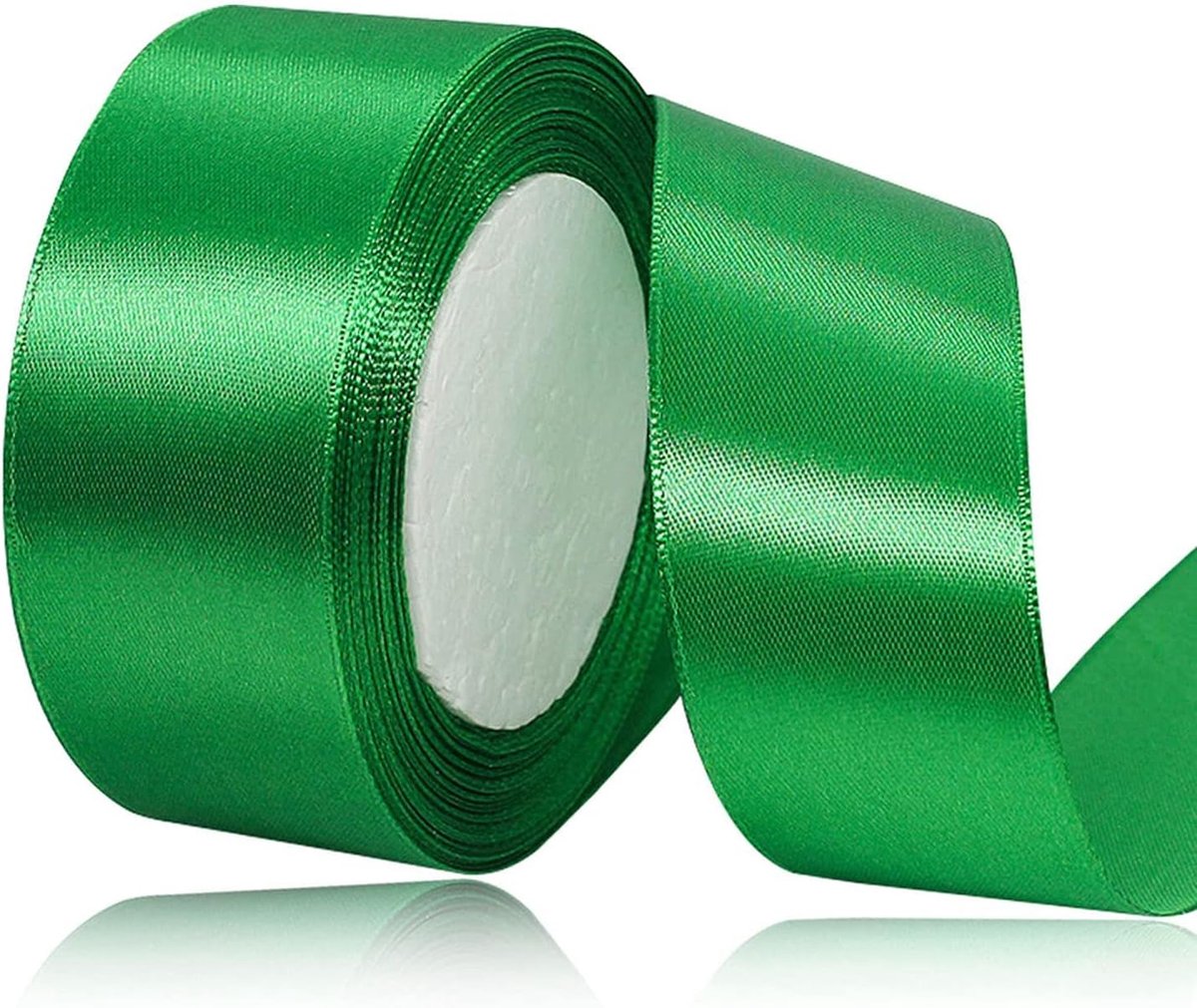 lint groen 40 mm, 22 meter decoratief cadeaulint, breed lint, stoffen lint voor bruiloft, doop en verjaardagsgeschenken
