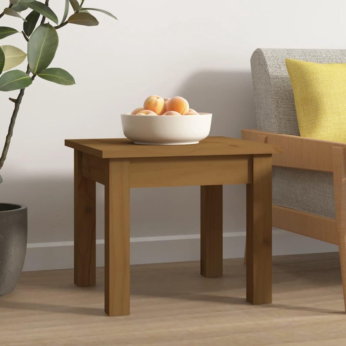 Massief grenenhout elegant minimalisme honingbruin 35x35x30 cm | Salontafel 35x35x30 cm massief grenenhout honingbruin bijzettafel houten design meubel