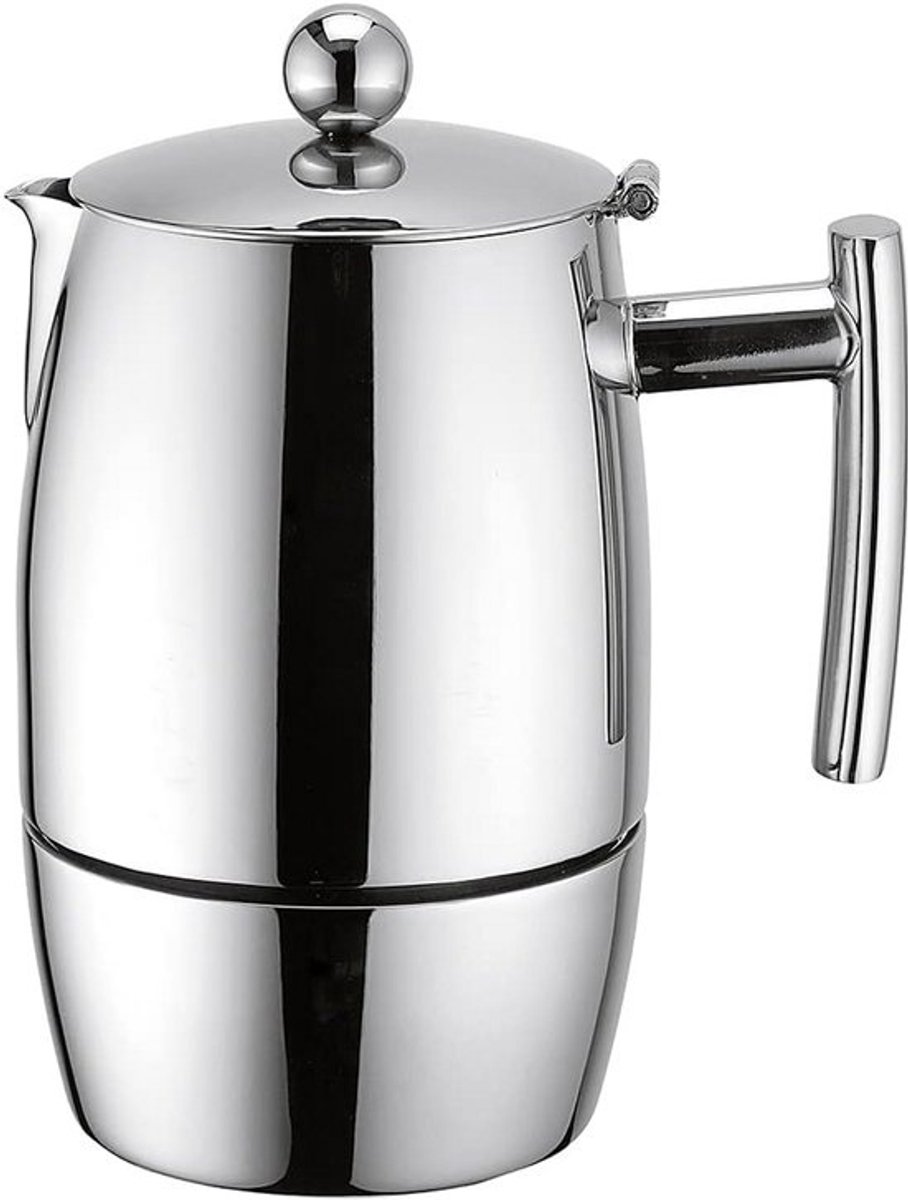 Espressomaker voor 6 Kopjes in Hoogglans RVS - Geschikt voor Alle Warmtebronnen inclusief Inductie