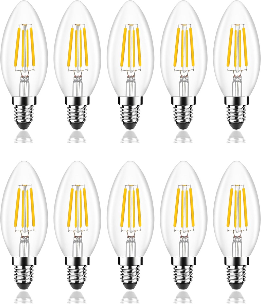 Lot de 10 Ampollas LED Clásico E14, gelijkwaardig aan 40 W, Forme Bougie, verlichting Blanc Caldo 2700K, CA 220-240V