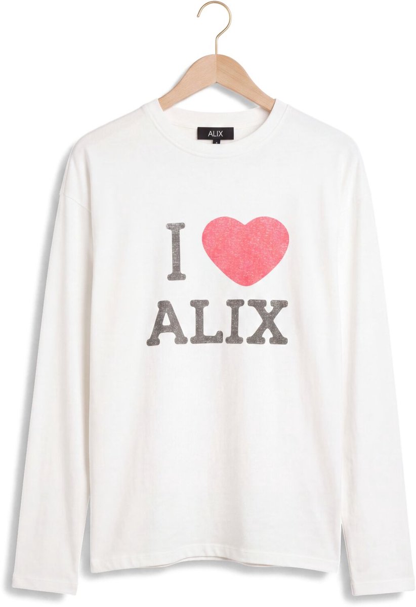 Alix The Label Ladies Knitted I Love Alix Longsleeve T-shirt Tops & T-shirts Dames - Gebroken wit - Maat M