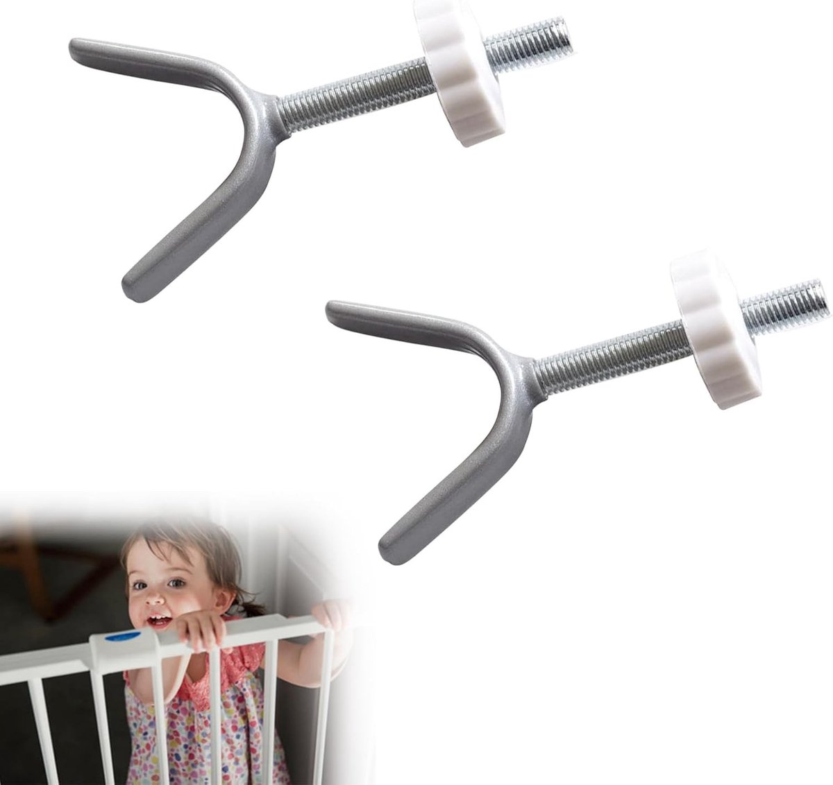 Drukschroeven voor kinderhekken, 2 x Y-spindle drukschroeven M10, metalen spindel voor trapbeveiliging, bevestigingsschroeven voor hekken en accessoires voor kinderbeveiliging