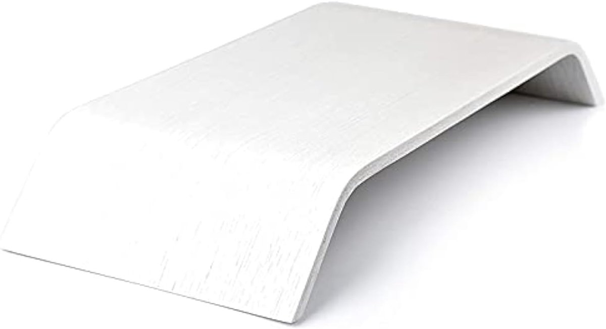 Houten tv-standaard, draagbare laptopstandaard, tabletstandaard, verhoogde computerstandaard in minimalistische Scandinavische stijl, monitorstandaard, lichte eikenkleur (wit)