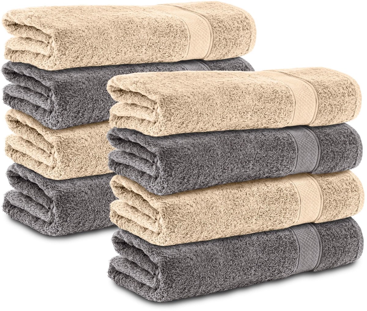 Handdoeken 50x100 cm - Set van 8 - 100% Katoen - Zacht en absorberend - ShopVlot