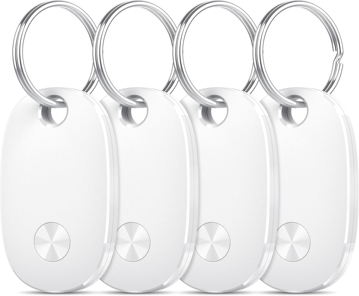 Air Tracker Tag 4 stuks, sleutelvinder KeyFinder compatibel met Apple Waar is? APP (iOS alleen), Bluetooth sleutelvinder voor bagage, tassen/koffer, verwisselbare accu [weTag Pro]