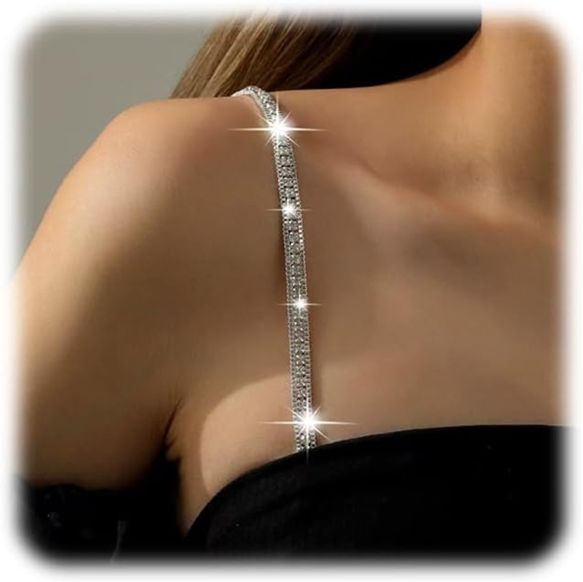 Strass BH met Bandjes, Verstelbare Glanzende Schouderbanden, Antislip en Stijlvol, Perfect voor Jurken en Tops, Ideaal voor Bruiloften en Evenementen