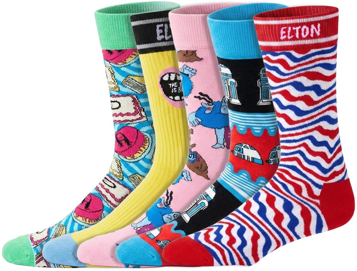5 Paar – Happy Socks – Dames & Heren – Thema Muziek & Films – Katoen – Maat 41/46