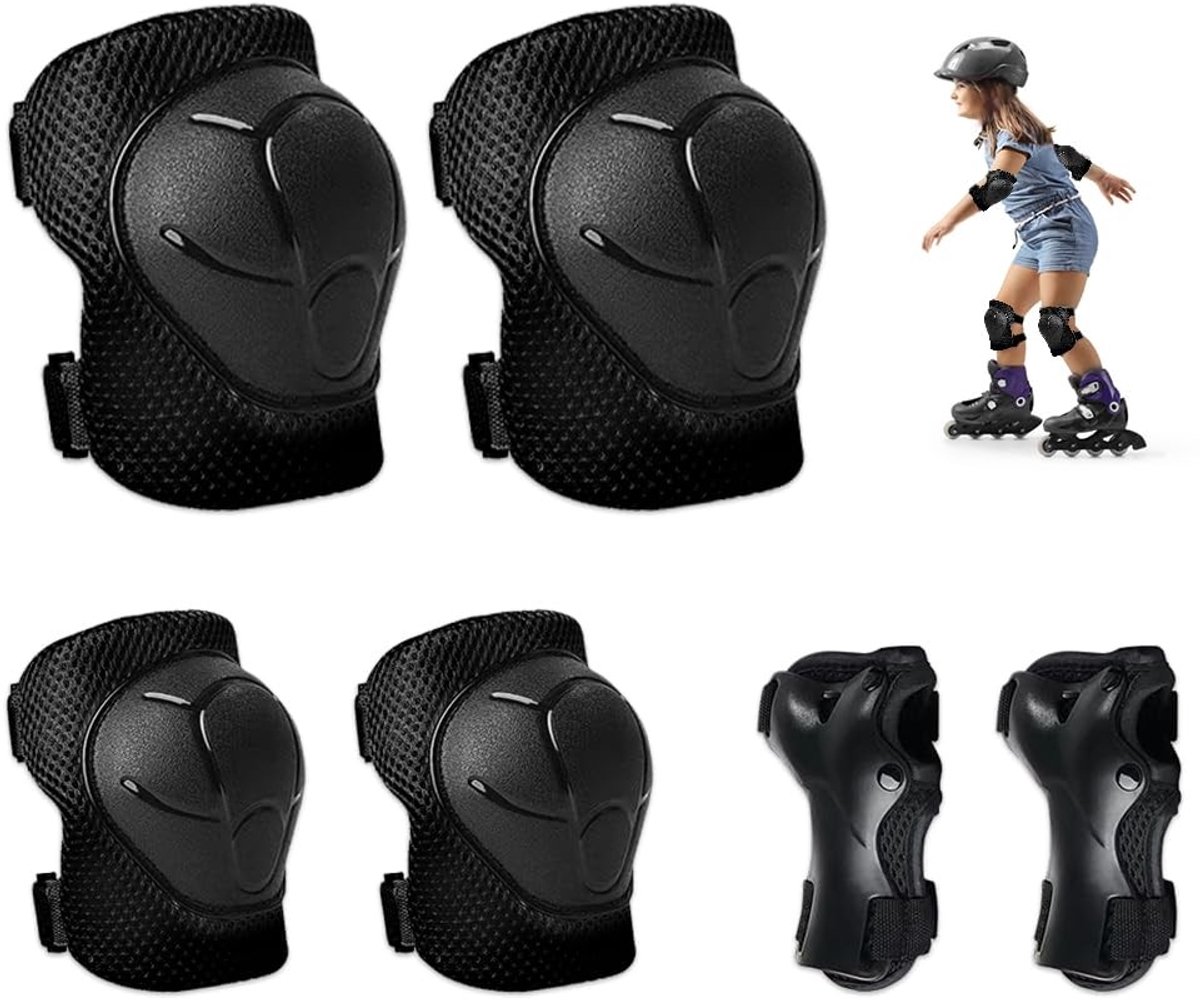 Kneepads voor Kinderen 6-in-1 Skate Beschermset met Knie- Elleboog- en Polsbeschermers voor Inline Skaten Geschikt voor 3-8 Jaar Oude Peuters