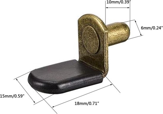 6mm Steunpen voor Planken, 20 Stuks L-Vormige Steunbeugels met Gat voor Kasten en Meubels met Rubberbescherming — afbeelding 5