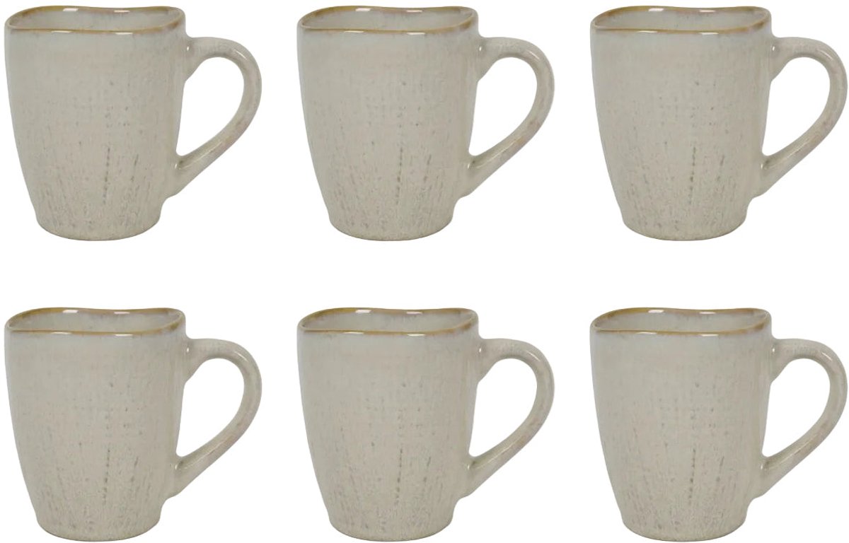 Cookinglife Koffiemokken Linen Beige 340 ml – 6 stuks