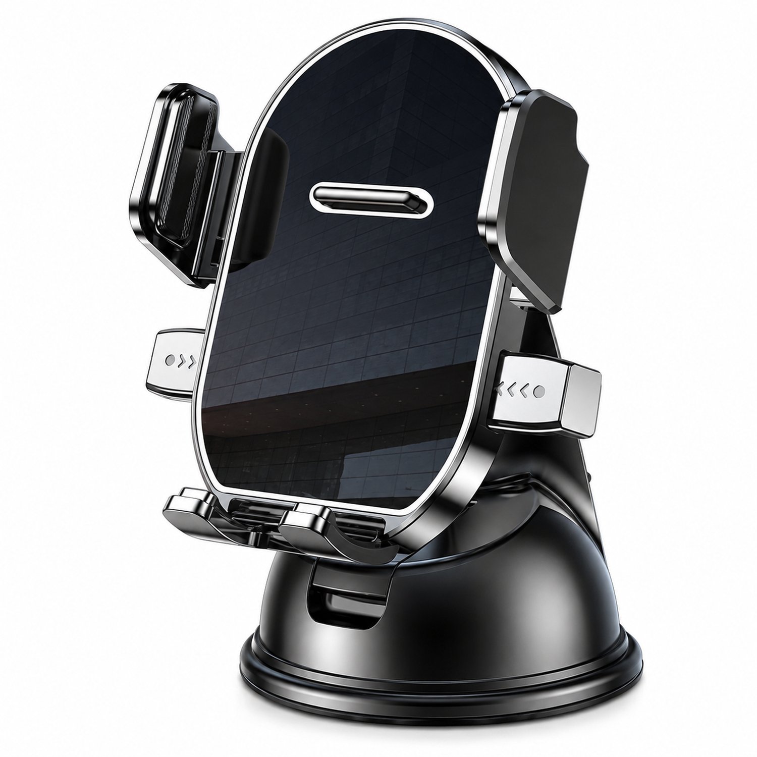 Telefoonhouder met zuignap voor gebruik in de auto - eenknops klemming - liggende of staande telefoonstand - verpakking 15 × 13,5 × 9,5 cm