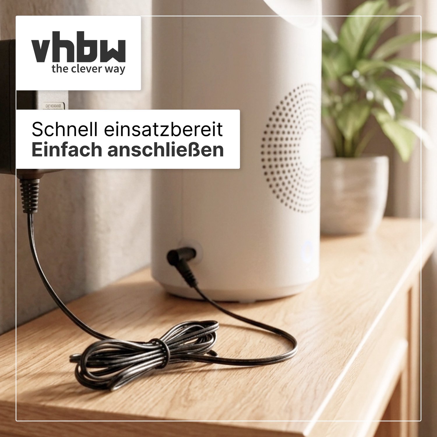 vhbw-voeding compatibel met Philips AC0819/10, AC0820/10, AC0830/10, AC0820/10R1 luchtreinigers en luchtbevochtigers - 145 cm