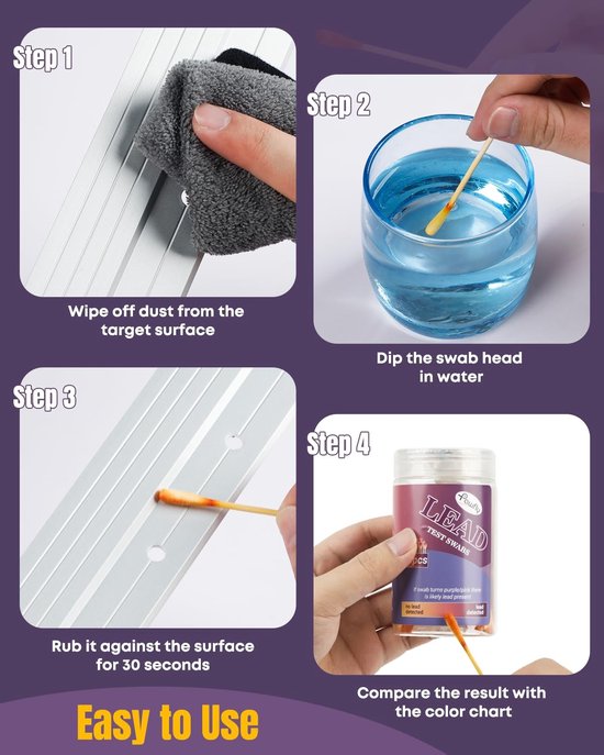 Testkit voor Lood in Dishes - Snelle Loodverf Test met Resultaten in 30 Seconden, Ideaal voor Speelgoed, Sieraden en Huishoudelijke Voorwerpen — afbeelding 2