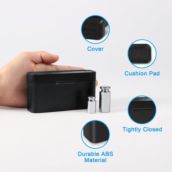 Gewicht 210 g, 9 STKS Roestvrij Staal Schaal Kalibratie Gewicht Kit, 1g 2g 5g 10g 20g 50g 100g Kalibratie met Opbergdoos, Pincet — afbeelding 4