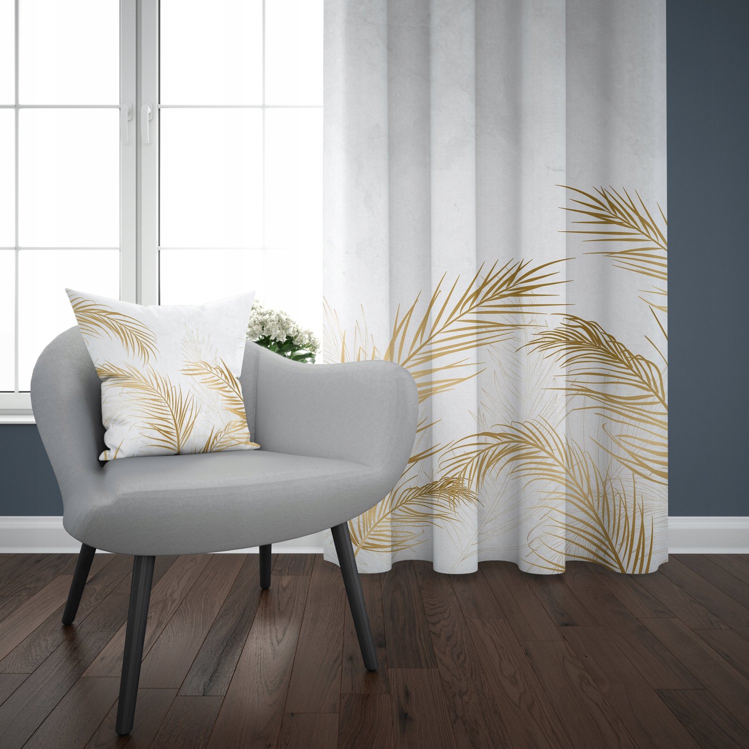 Kant-en-klare Gordijnen 140x240cm met Plissintape - Wit Plantenmotief