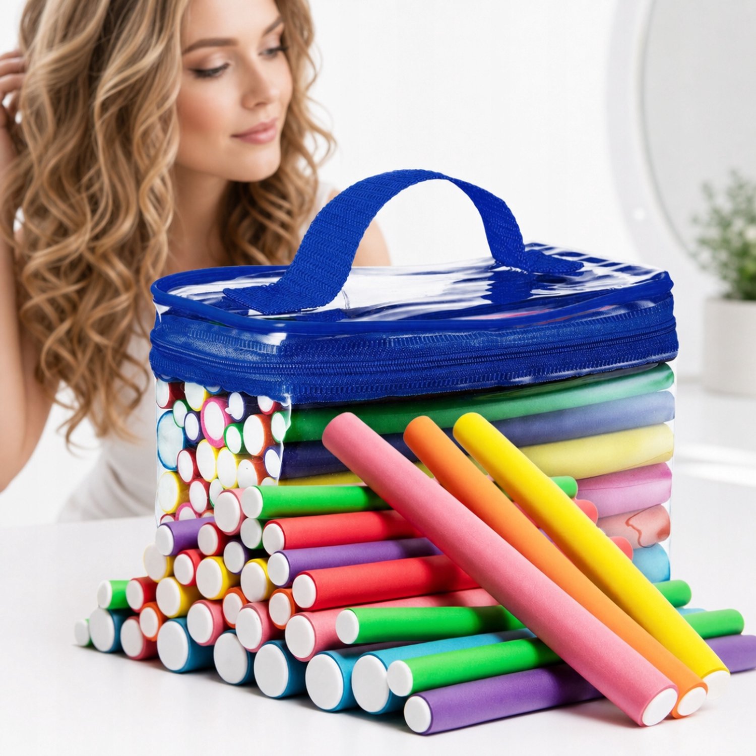 42-delige set flexibele haarrollers voor krullen, 18 cm, diverse kleuren
