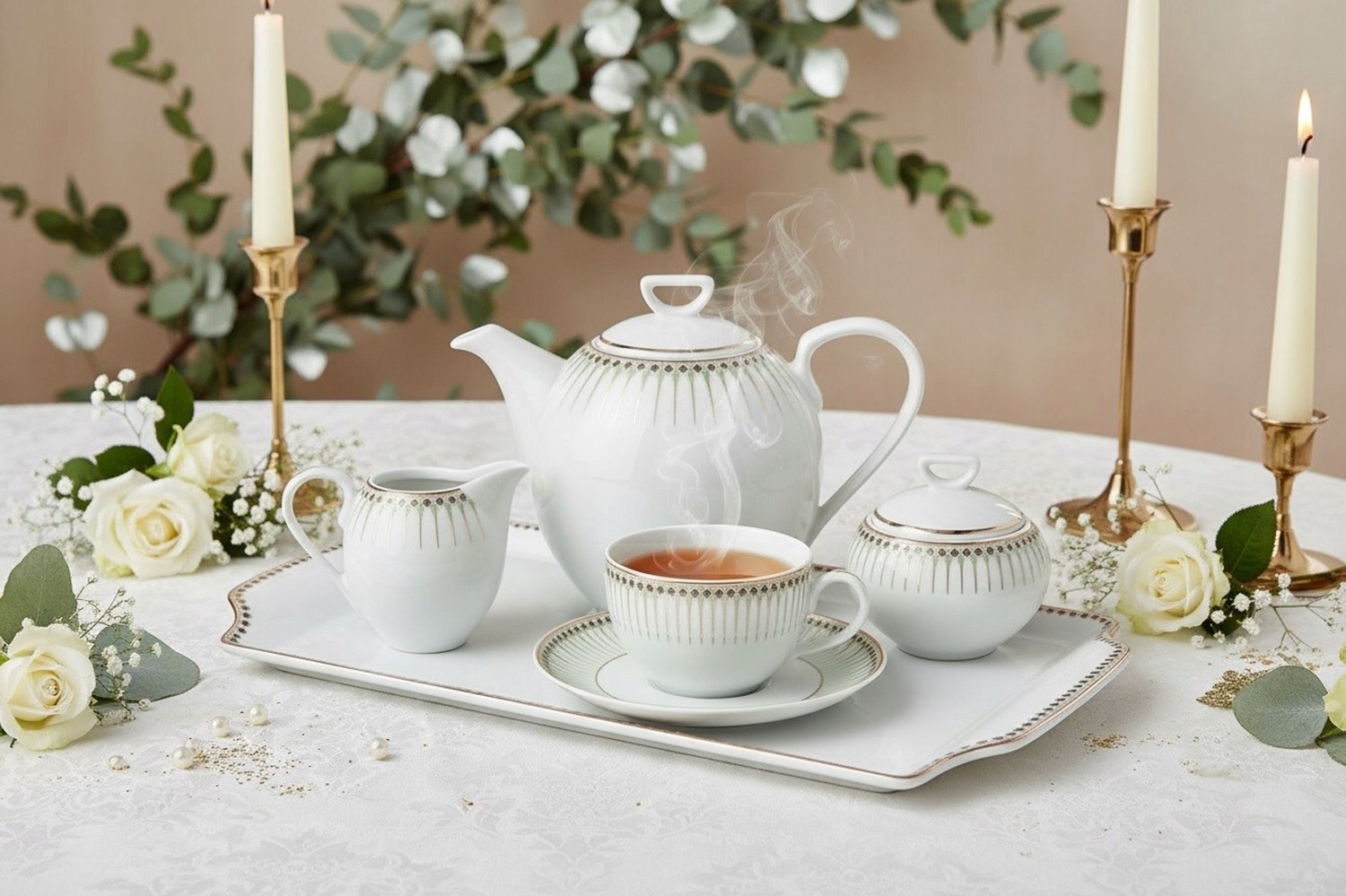 Yvonne Nimfa Koffieservies voor 12 personen, 40-delig, Porselein
