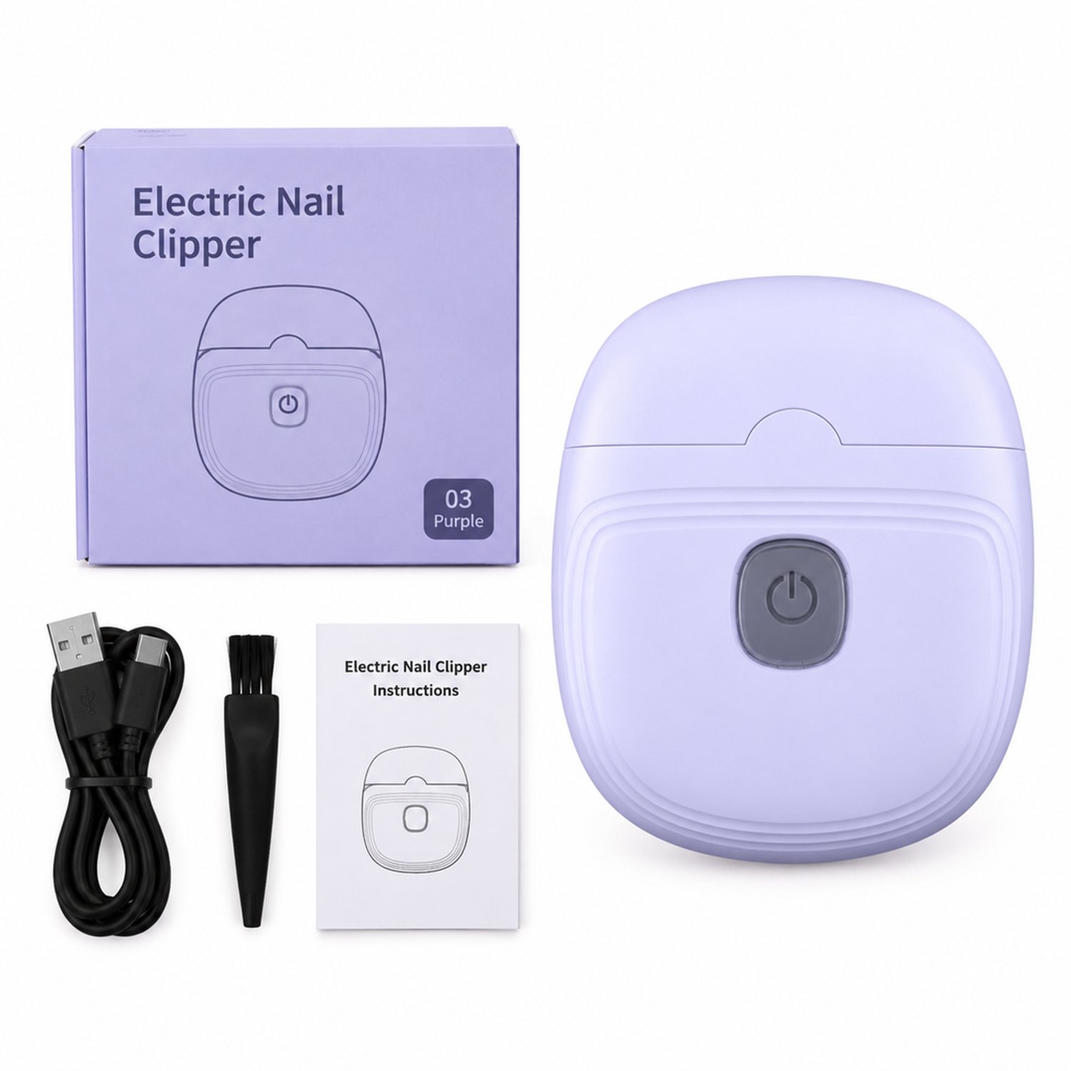 elektrische nagelknipper - 2 snelheden - elektrisch nagelknippen en vijlen - voor dagelijks thuisgebruik - met oplaadkabel, borstel en handleiding
