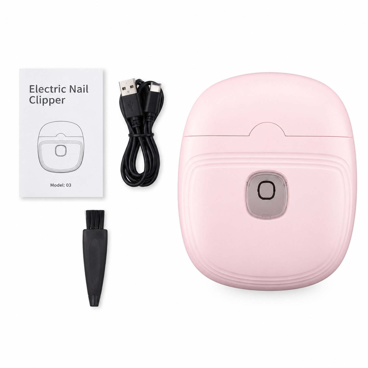 elektrische nagelknipper - model 03 - 2 snelheden - USB-oplaadbare nagelknipper voor thuisgebruik - inclusief laadkabel, borstel en handleiding